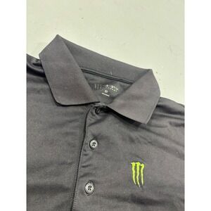 Monster Energy Mens Black Performance Pique Polo Shirt Short Sleeve Logo XL